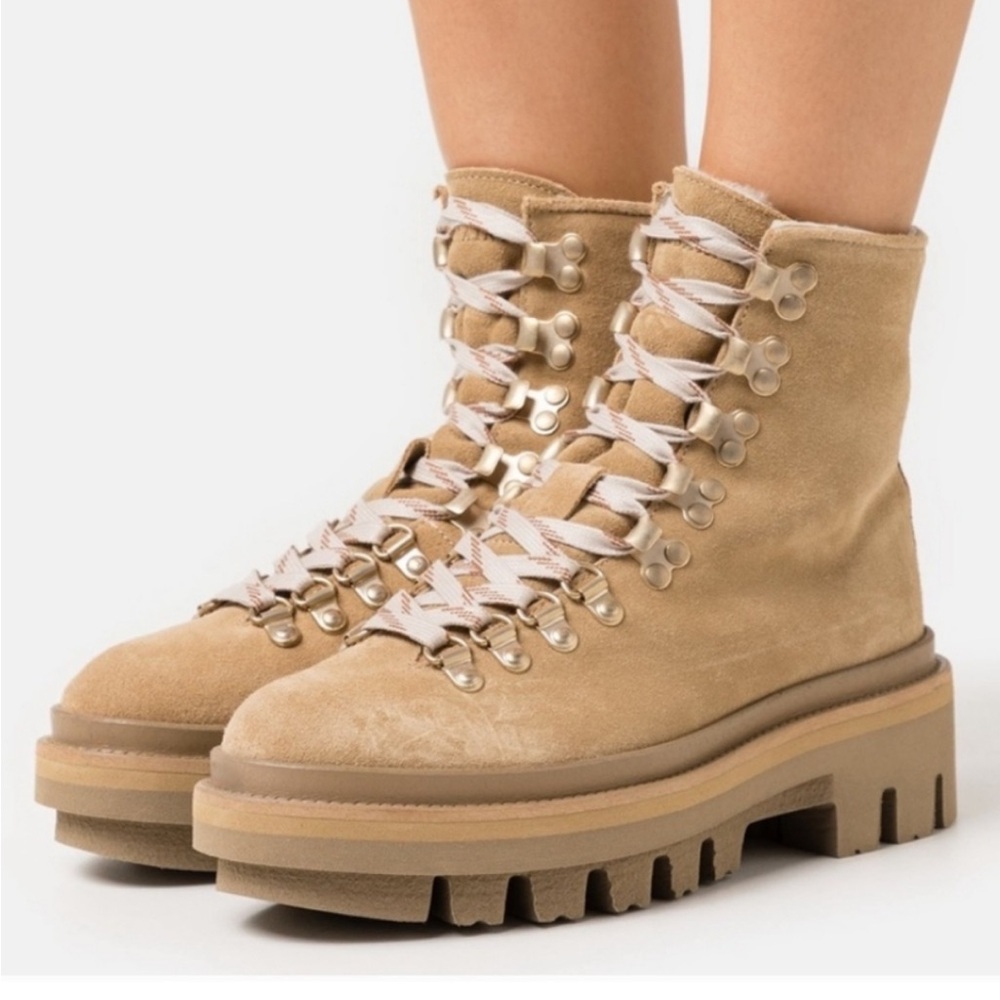 All Saints Beige Lace-Up Women's Boots